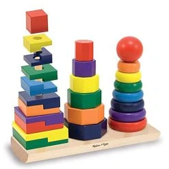 Melissa And Doug Classic Toy Wooden Geometric Stacker Multi-color