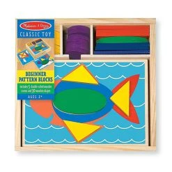 Melissa And Doug Classic Toy Wooden Beginner Pattern Blocks Multi-color