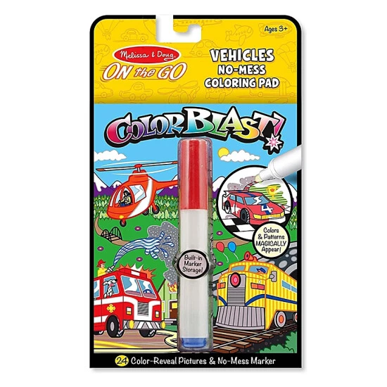 Melissa And Doug On The Go Color Blast Vehicles Coloring Pad Multi-color